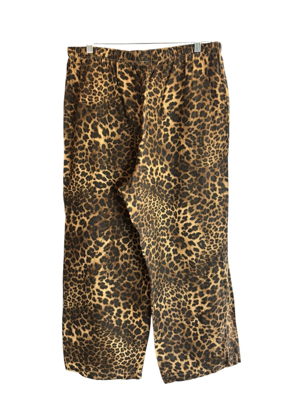 Hot Cotton by Marc Ware Leopard Print Linen Crop Ankle Pants Size XL - Picture 3 of 8